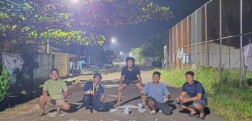 Pengecetan Zebra Cross di Jalan Penyebrangan SDN 01 Bakam